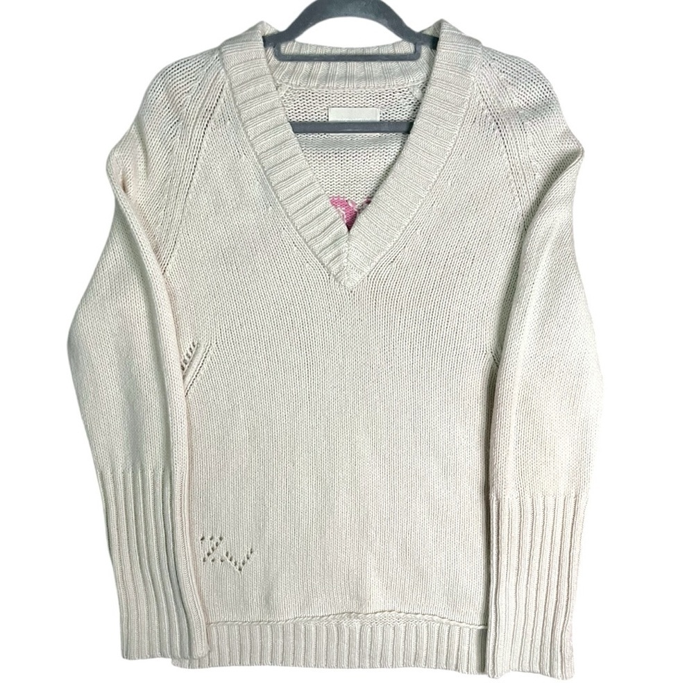 NWT Zadig & Voltaire 100% Merino Wool Valmy We Amour V Neck Sweater Small - Picture 6 of 14
